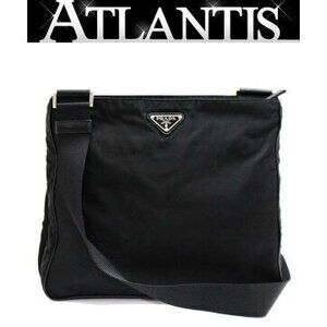 Prada Triangle Logo Shoulder Bag Back Pocket Nylon Black